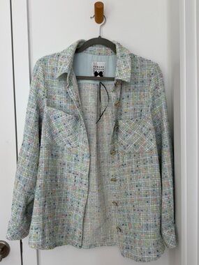 Edward Achour Pastel Tweed Button-Front Jacket